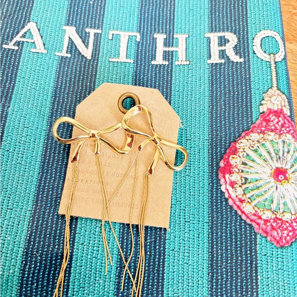 Anthropologie Gold Bow Earrings
